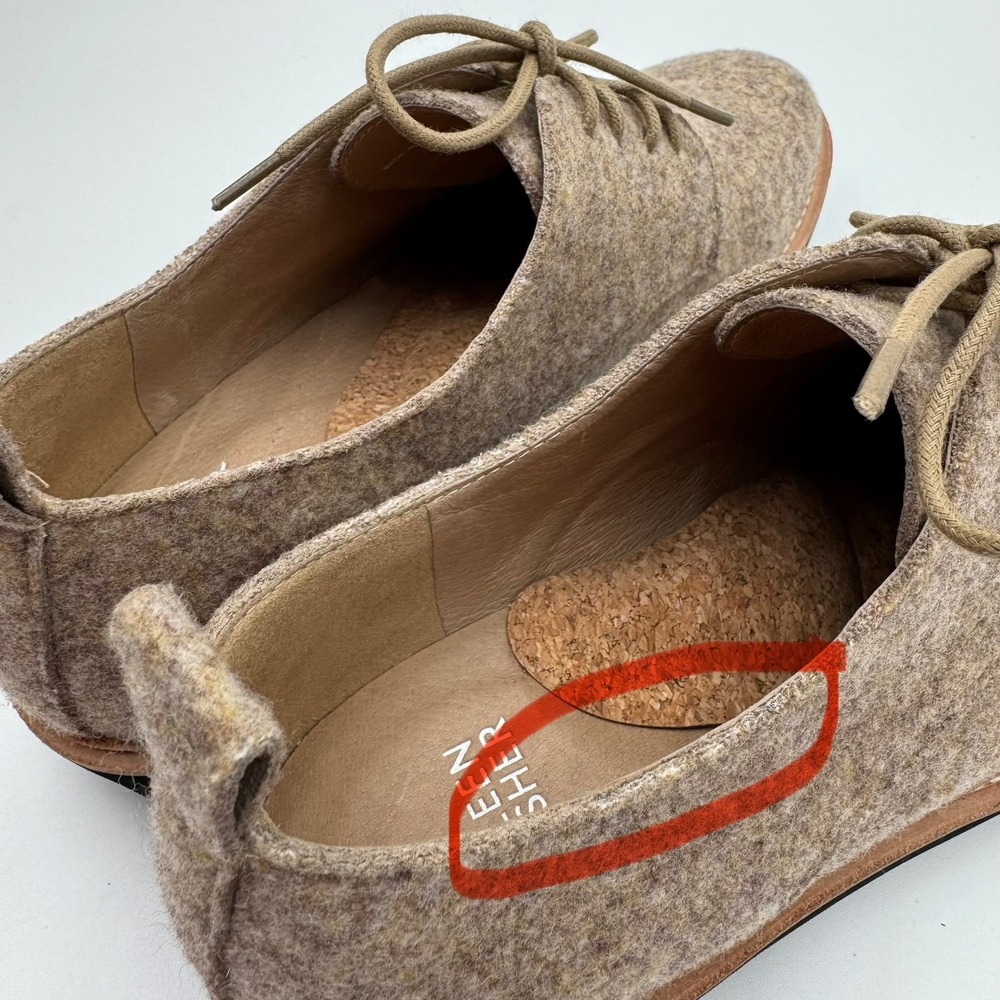 Eileen Fisher Nims Felt Platform Oxford Shoes Minimalist Womens 9.5 Barley Tan - Picture 8 of 14